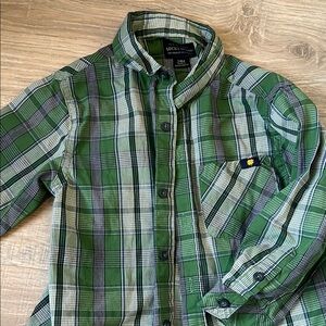 Lucky Brand Green and White Plaid Button Down Shirt